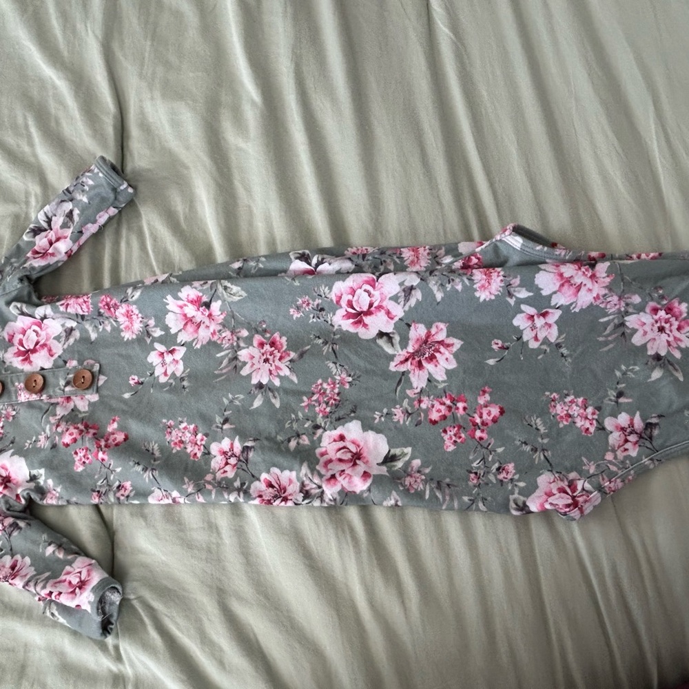Caden Lane Floral Kids Nightgown - Pink and Gray
